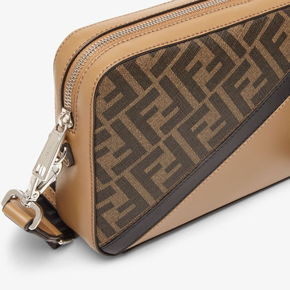 Sac Camera Fendi Diagonal Toile FF Marron et Cuir Camel