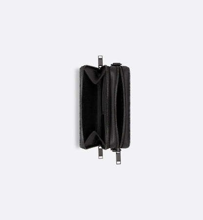 Pochette zippée à bandoulière
Toile jacquard Dior Oblique noir