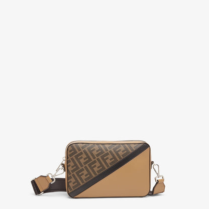 Sac Camera Fendi Diagonal Toile FF Marron et Cuir Camel