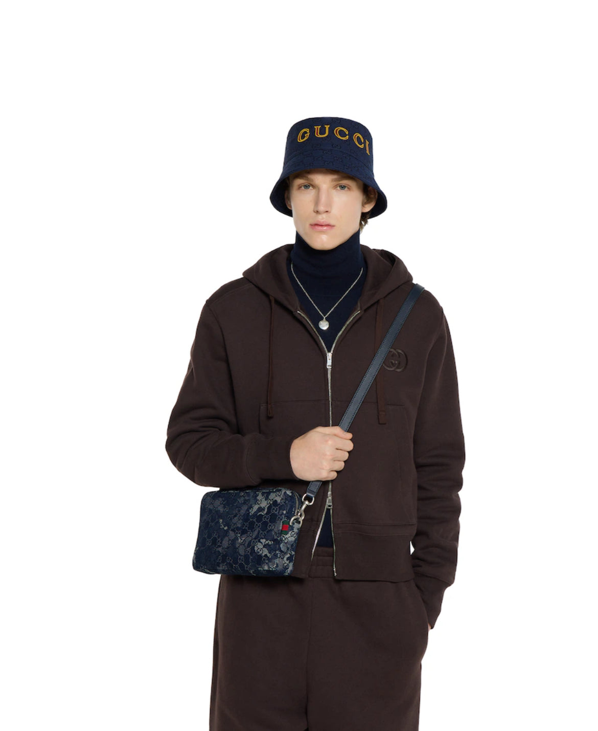 Sac à bandoulière en denim GG petit format