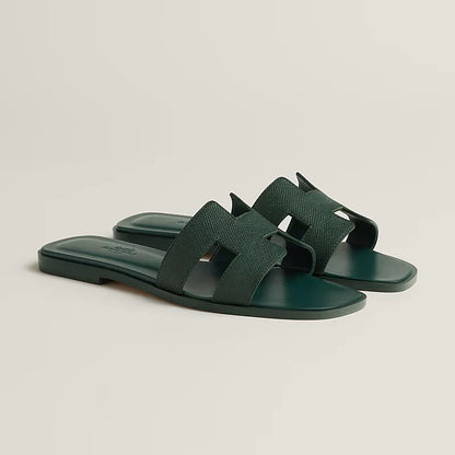Hermes - Claquettes Vert Bouteille